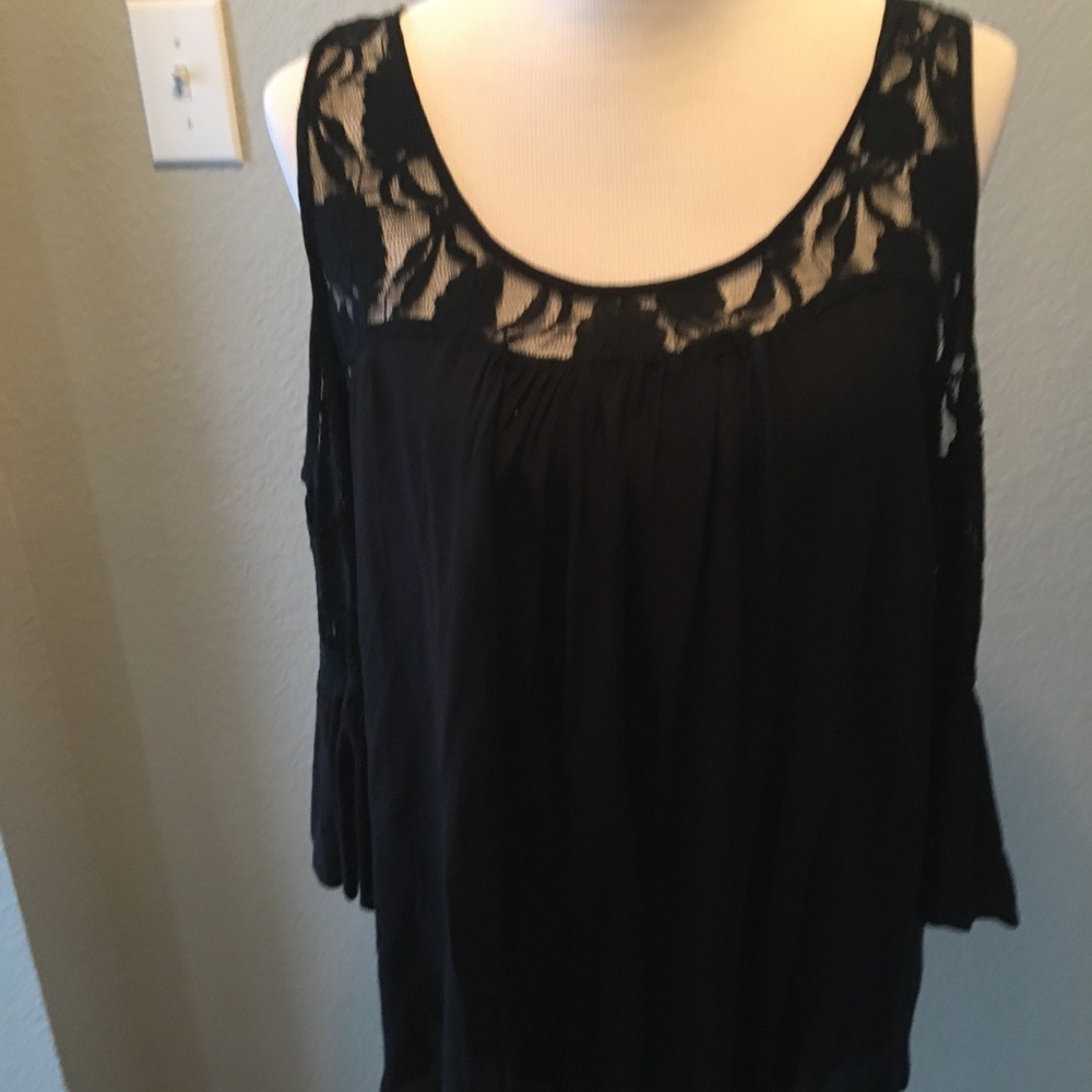 NWT charming Charlie black lace top